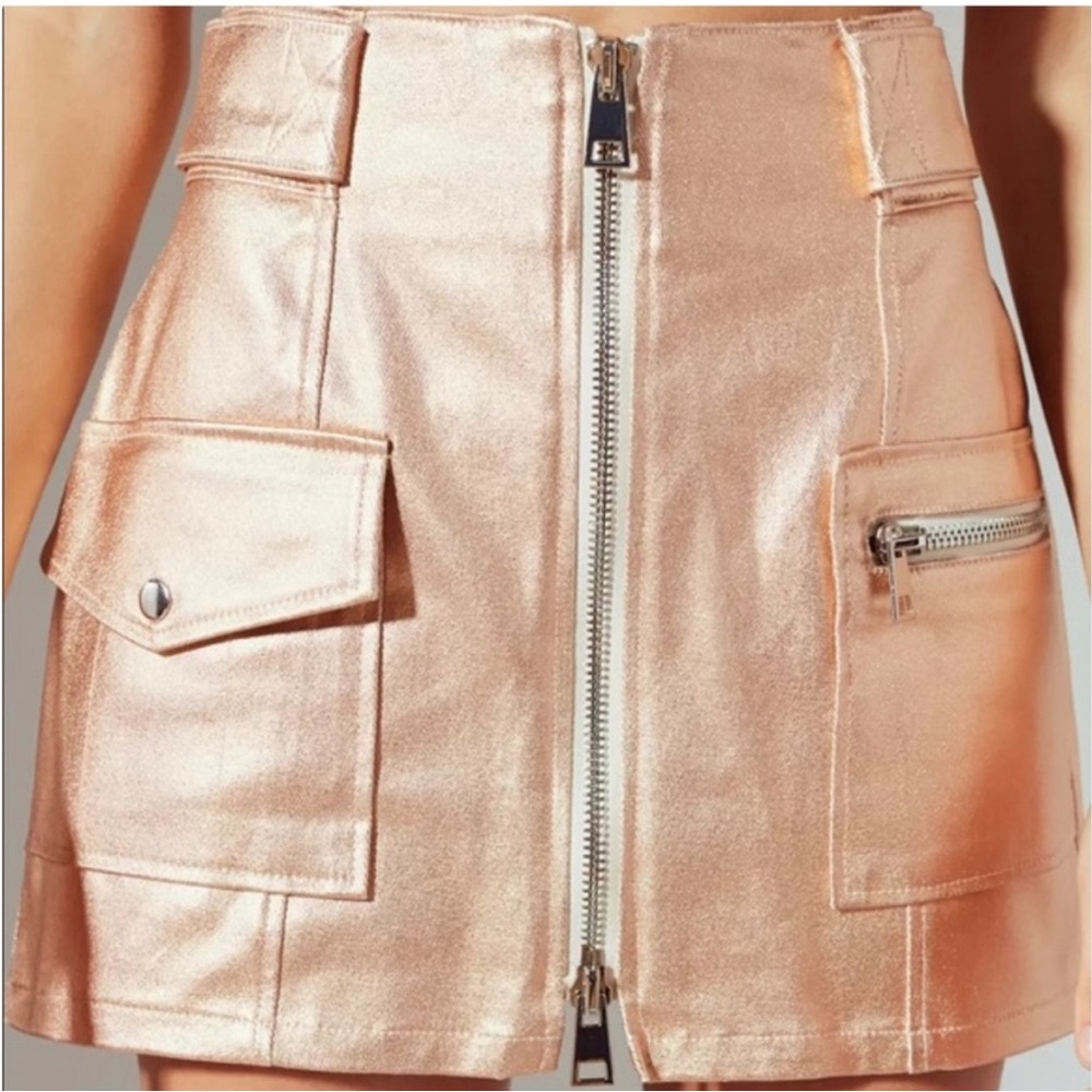 Urban Outfitters Rose Gold Mini Skirt with Zipper